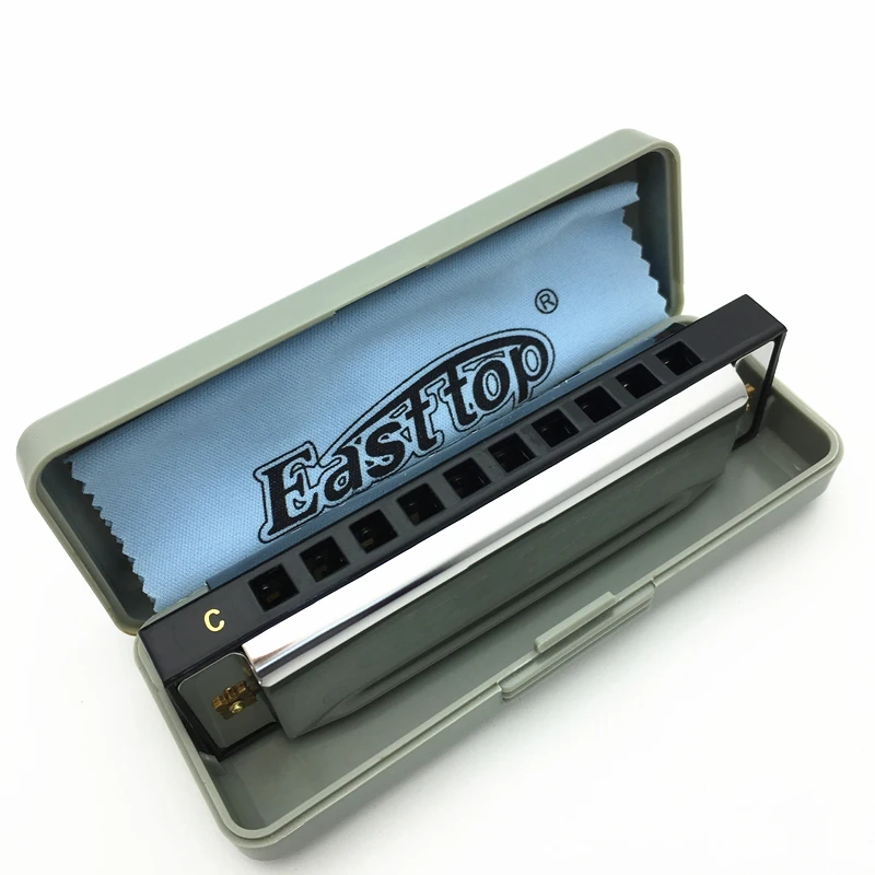 

Easttop T10-3 10 Hole Blues Harmonica C Key woodwind musical Instrument Diatonic Harp gaita Metal Cover ABS Comb Melodica Mouth