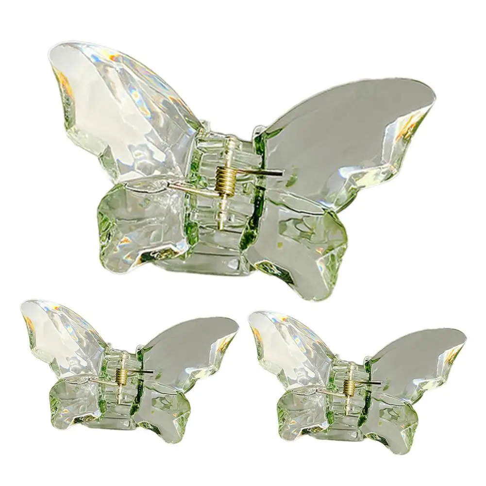 Women Hair Clip Butterflies Transparent Strong Claw Hair Grip Faux Crystal Female Hair Claw Hair Catch Clamp Hair Accessories