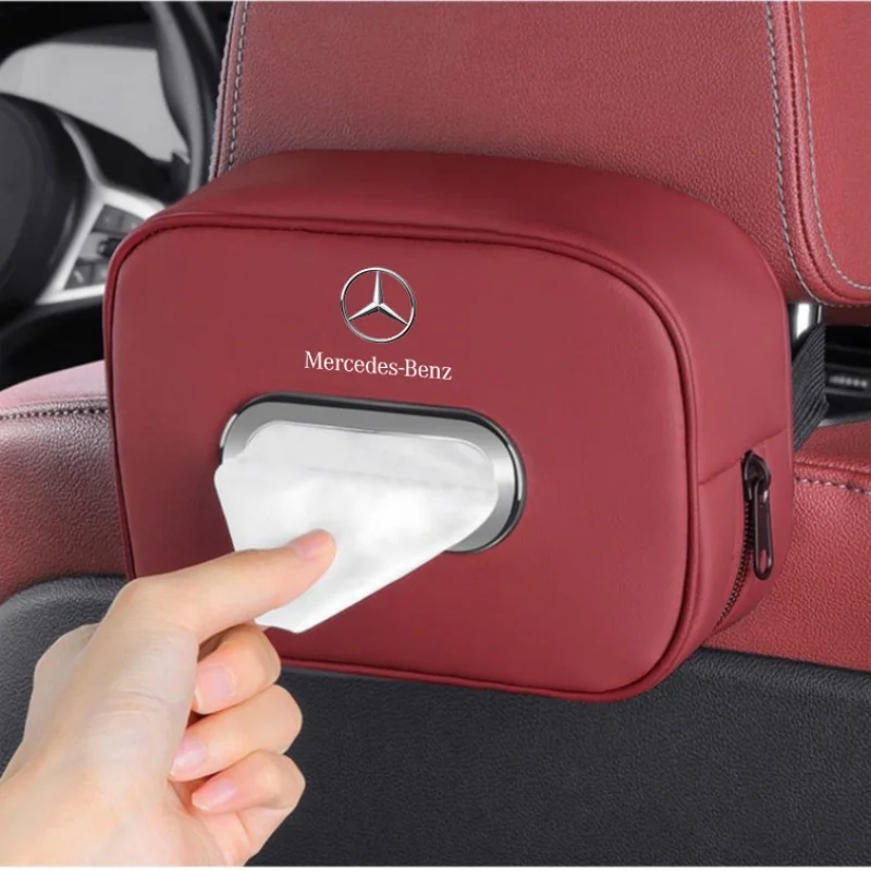 

Leather Car Seat Tissue Box Storage Bag Tool For Mercedes Benz A B C E S Class CLA CLS SLK GLA GLC GLB GLK AMG W204 W205