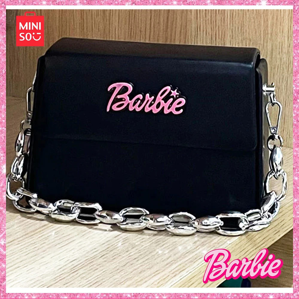 Miniso Barbie Dating Western Korean Version Chain Small Square Bag Fashion 2023 New Fashion One Shoulder Crossbody Bag Girl Gift