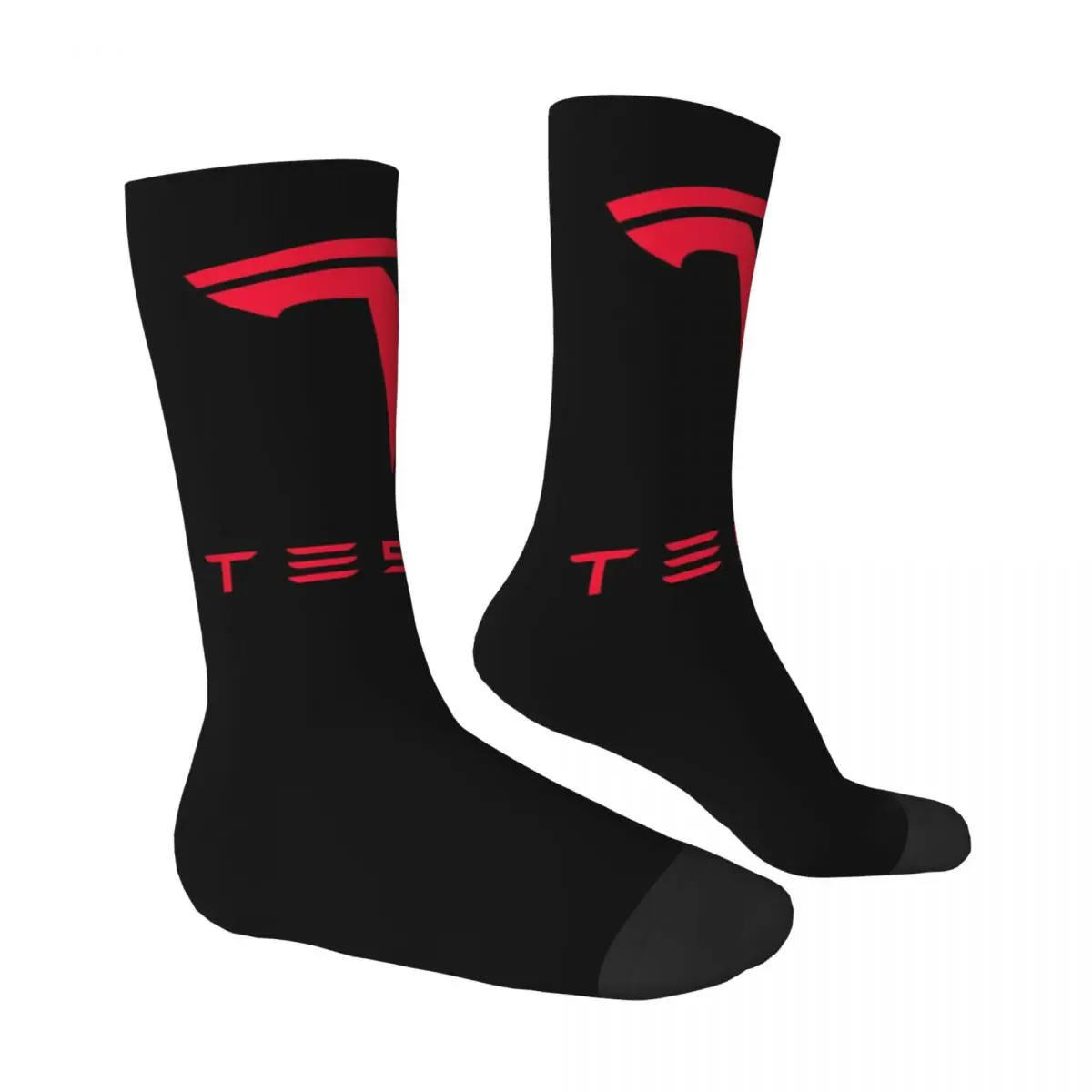 Tesla Red Logo Theme Design Men Women Socks Windproof Novelty Spring Summer Autumn Winter Stockings Gift