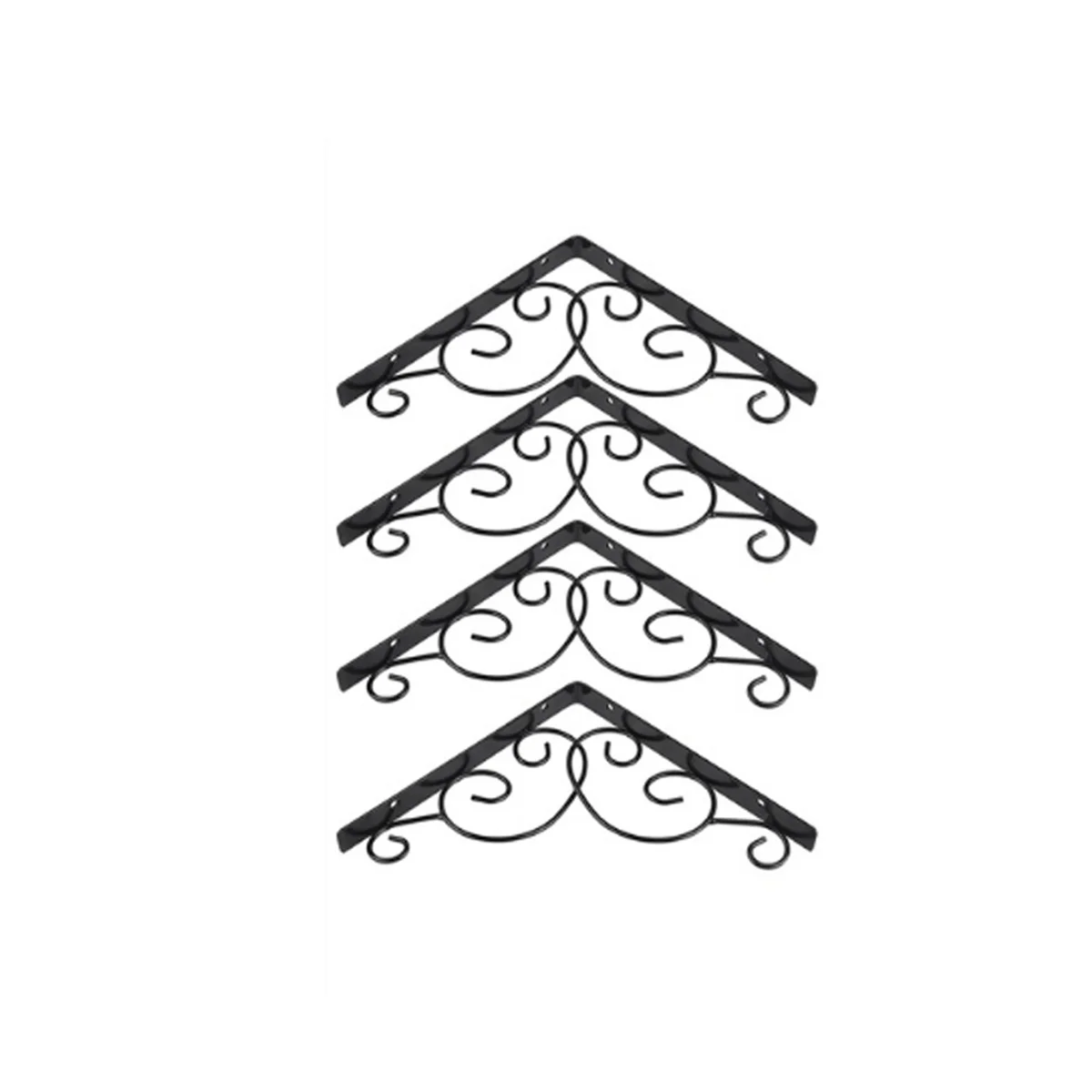 

2Pcs Iron Shelf Brackets Floral Pattern Wall Mounted Triangular Support Brackets Vintage Decorative Heavy Duty for Home Black