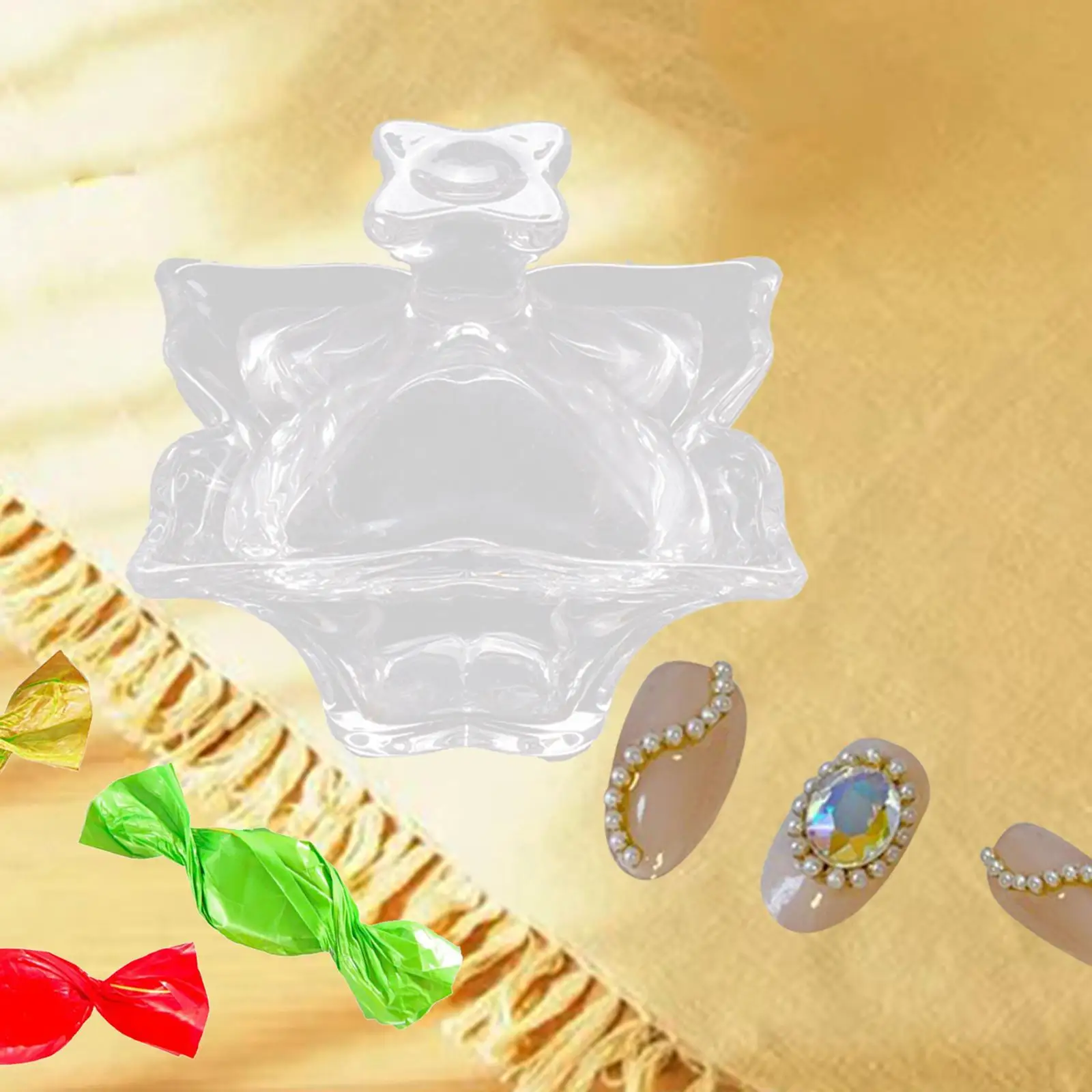 Nail Liquid Bowl Transparent Glass Crystal Cup Lid for Acrylic Powder Mixing Manicure Nail Art Decoration