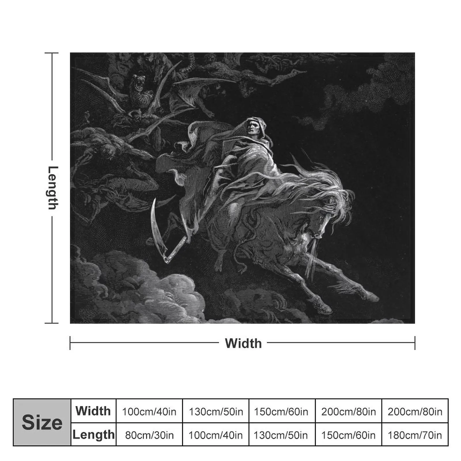 Gustave Dore Death on the Pale Horse Throw Blanket Bed Fashionable Luxury Designer Blankets