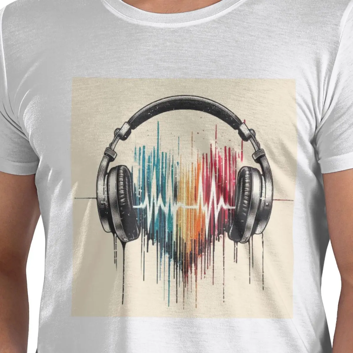 

Музыкальная нота в форме сердца с наушниками, футболка из 100% хлопка, мужские классические футболки, мужские футболки с круглым вырезом и коротким рукавом, S-6XL