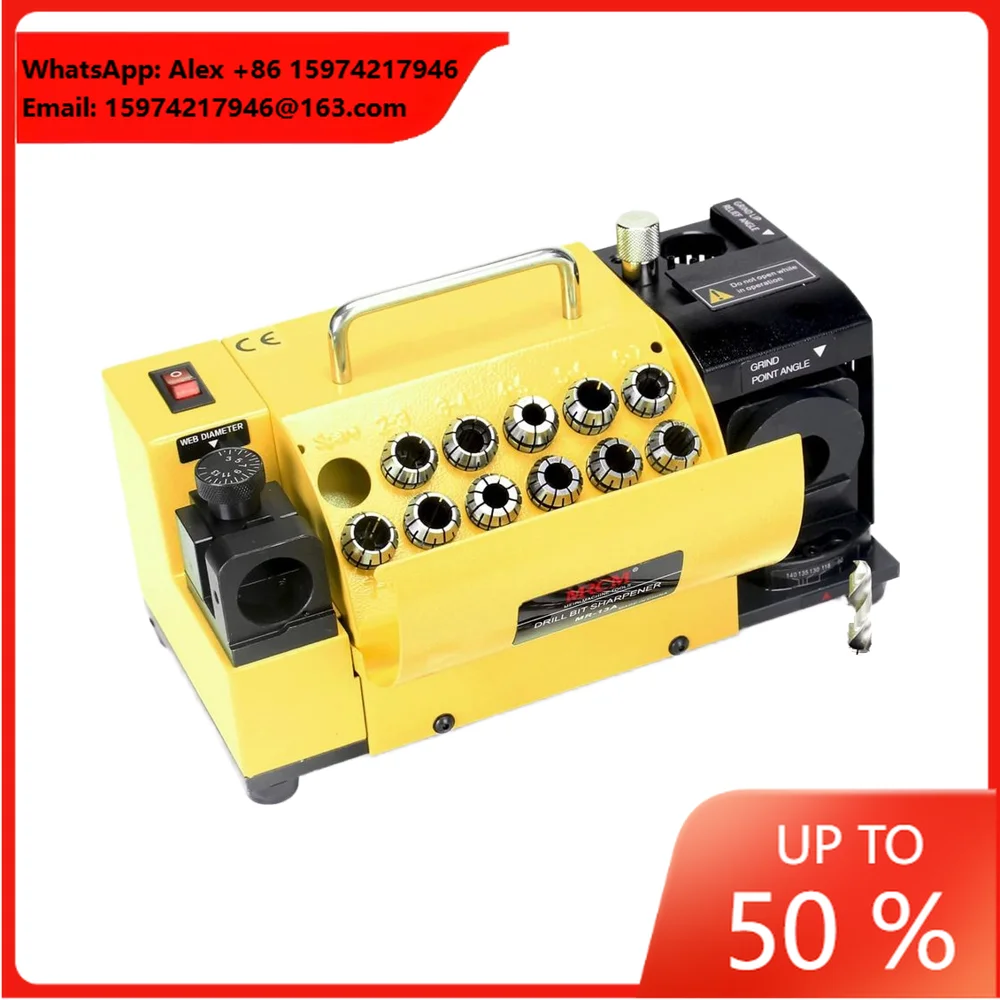 MRCM MR-13A Electric Sharpener Portable Drill Bit Grinding Machine 13 Collets All-Metal Housing 95° 135° Angle Re-Sharpener