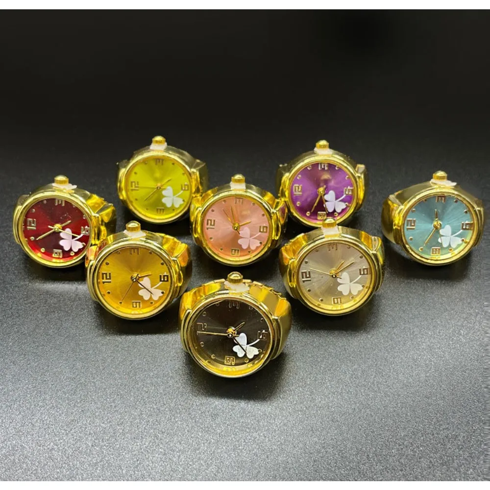 Colorful Clover Ring Watch Fashion Trend Simple Multi Color Finger Watch Men's and Women's Couple Watch