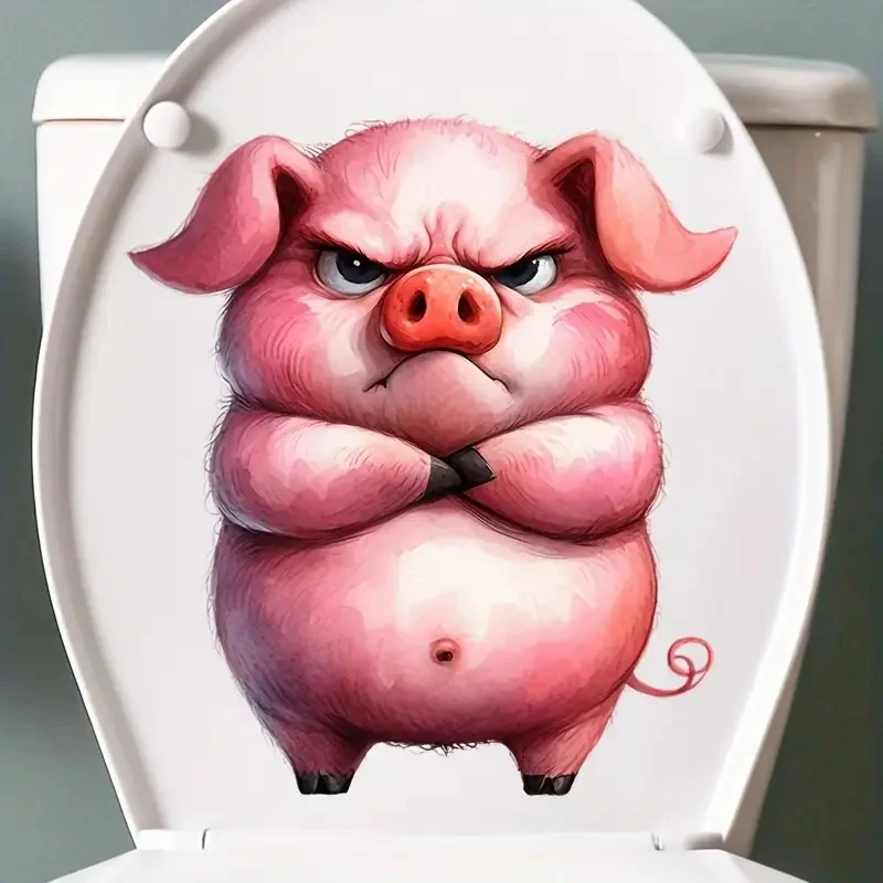 

Angry Pig Toilet Stickers Decoration for Living Room, Bedroom, and Home Decor Flowers Wall Decals Self-Adhesive