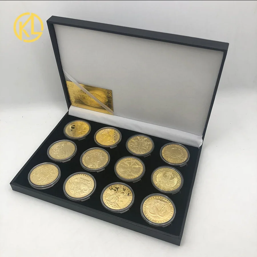 

Twelve Constellations coins Gold Embossed Cancer Commemorative Coin Love Mermaid Sun God Coin box Home Decoration Accessories