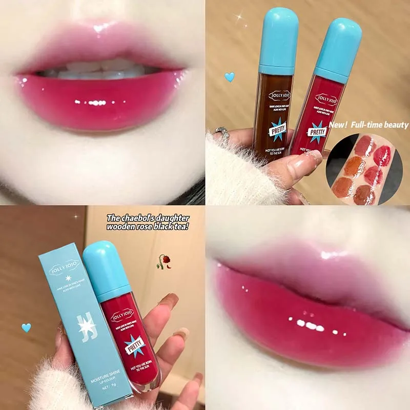 JOLLY JOJO Mirror-Like Watery Lip Gloss Transfer-Proof Glass Lip Oil Brightening Lip Stain for All-Day Shine Flawless TintMakeup