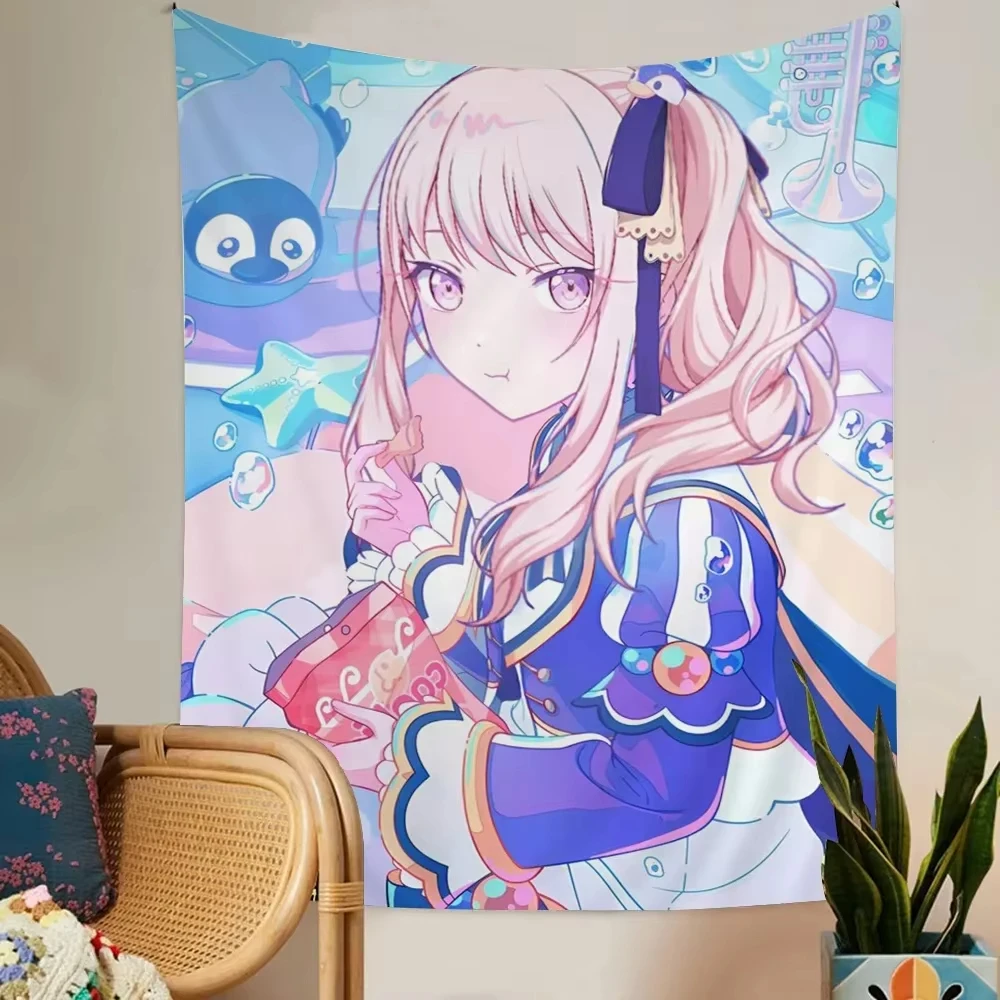 Kawaii Japanese Tapestry Akiyama Mizuki Wall Hanging Bohemian Tapestry Cute Core Room Decoration Aesthetic Home Decoration Items