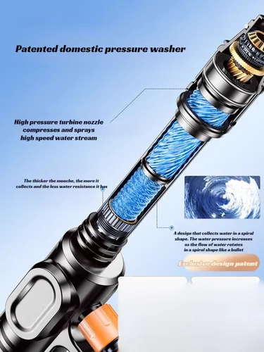 Imagen 2 del producto Pistola de lavado de coches de alta presión inalámbrica para el hogar, herramienta portátil con batería de litio recargable, Ideal para coche, bicicleta y patio