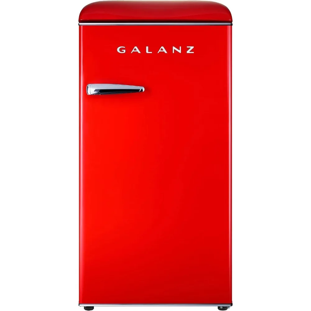 Retro Compact Refrigerator, Single Door Fridge, Adjustable Mechanical Thermostat with Chiller, 3.3 Cu Ft, Red