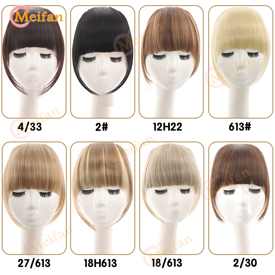 MEIFAN Synthetic Short Bangs Hairpieces Black Red Cosplay Hair Women Natural Fake Hair Bangs Clip In Hair Bangs Extensions