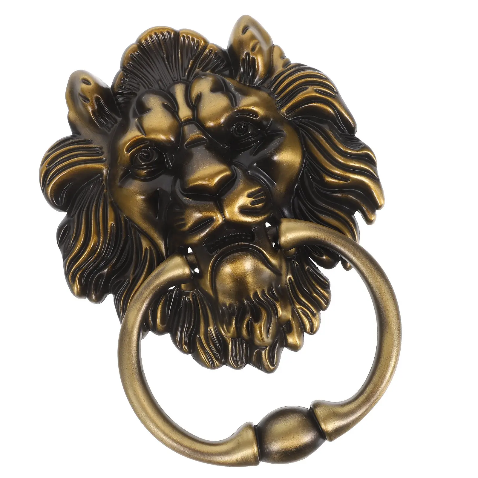 Lion Head Decorative Pull Handle for Front Door Cabinet Drawer Furniture Silver Zinc Alloy Vintage Chinese Style Door