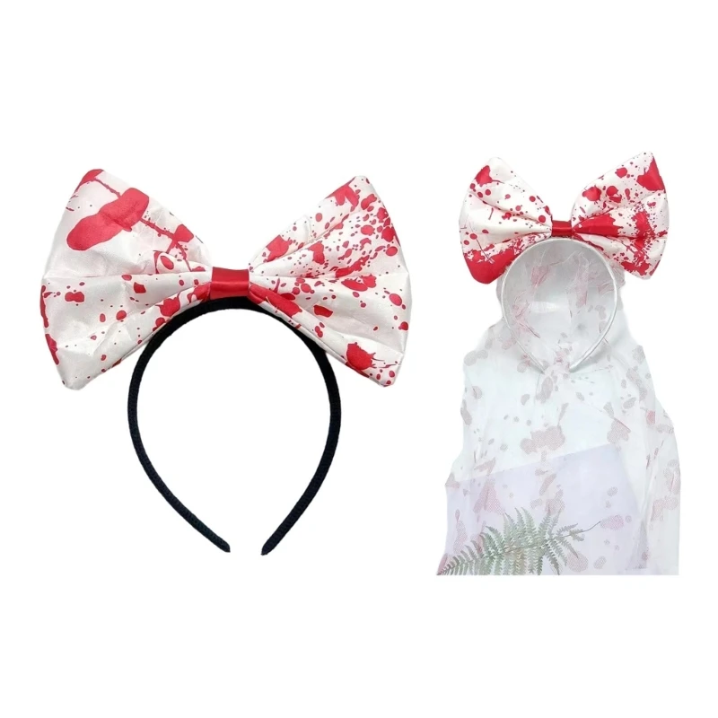 Y1UB Terrifying Blood Pattern Headbands Halloween Role Playing Hair Ornament