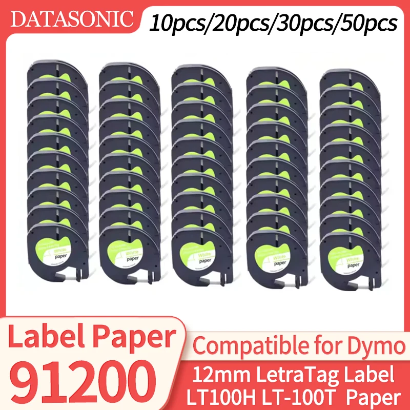 

10pcs ~ 50pcs 91200 Label Paper Compatible for DYMO LetraTag Label Tape LT-100H LT-100T QX-50 LT-100T PLUS LT-100H PLUS Printer