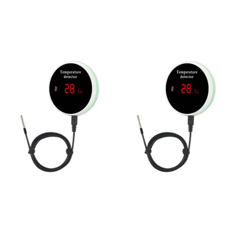 DT17 2X Tuya WiFi Temperature Sensor Smart Home Thermometer Room Water Pool Thermostat Alarm with Wire for Smartlife