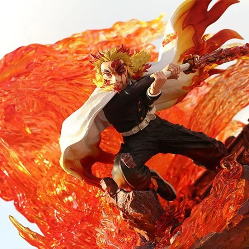 27cm anime demon slayer gk estatueta rengoku kyoujurou figura de ação fantasia pvc coleção ornamento modelo brinquedos criativos presentes