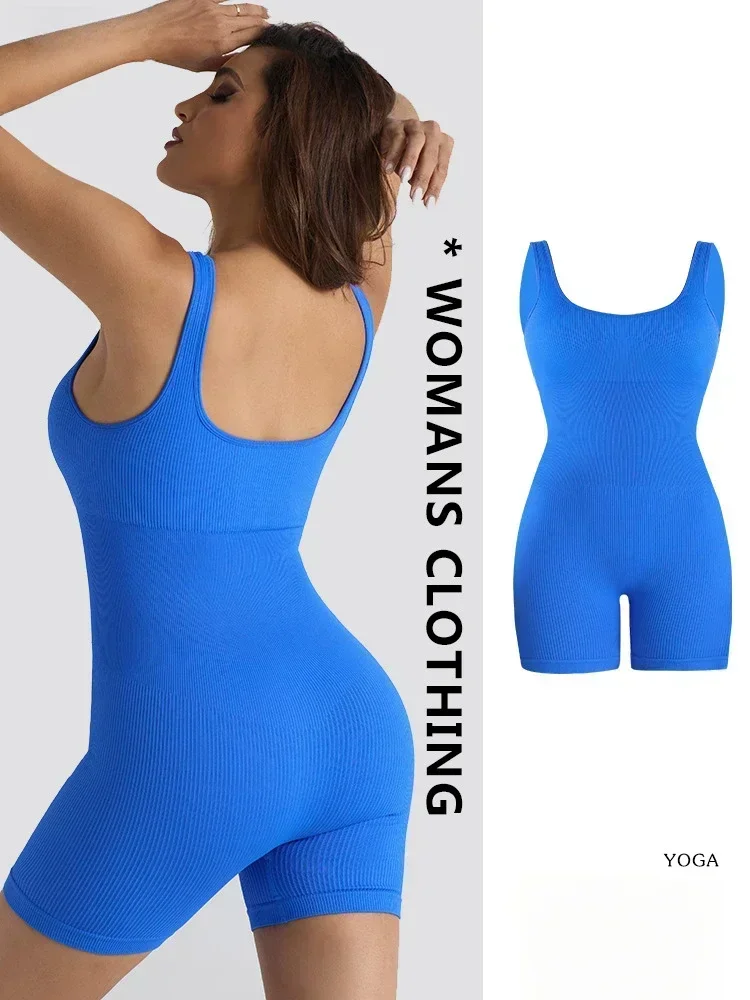 

European and American Women's Fashion Seamless Thread Tight One-piece Yoga Clothes Fitness Clothes Women's Summer Sexy Onesie