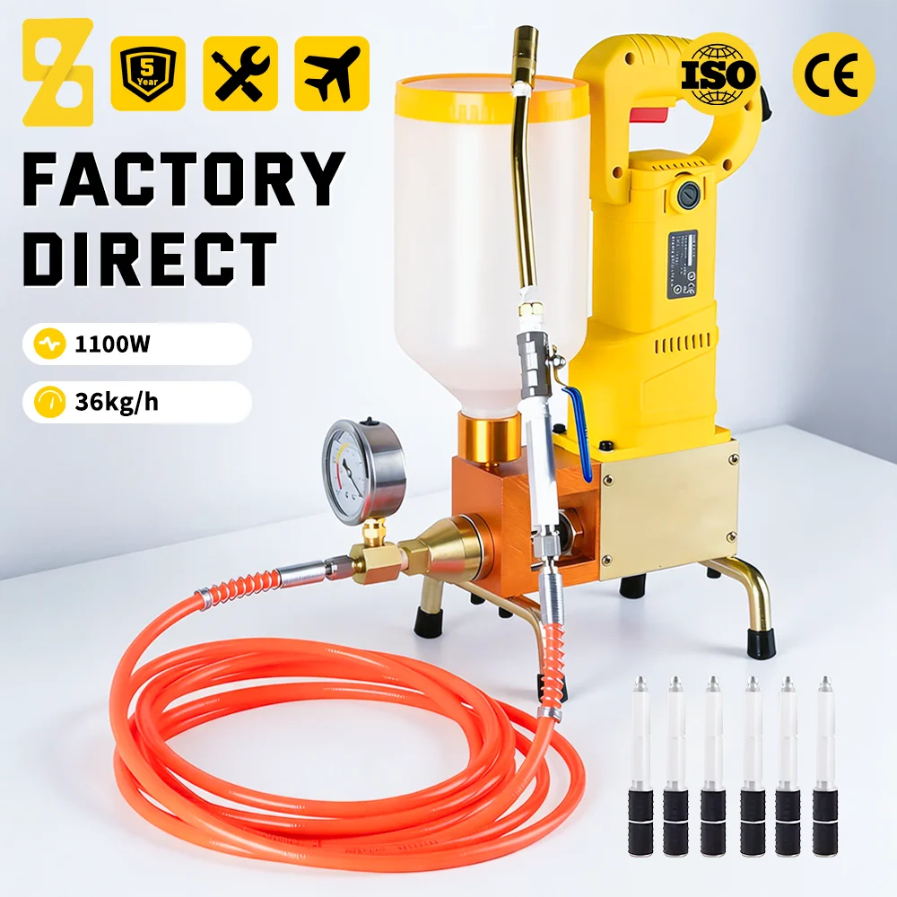 1100W Grouting Machine Epoxy/Polyurethane Foam Injection Pump High Pressure Waterproof Grouting Machine Liquid Leakage Tool