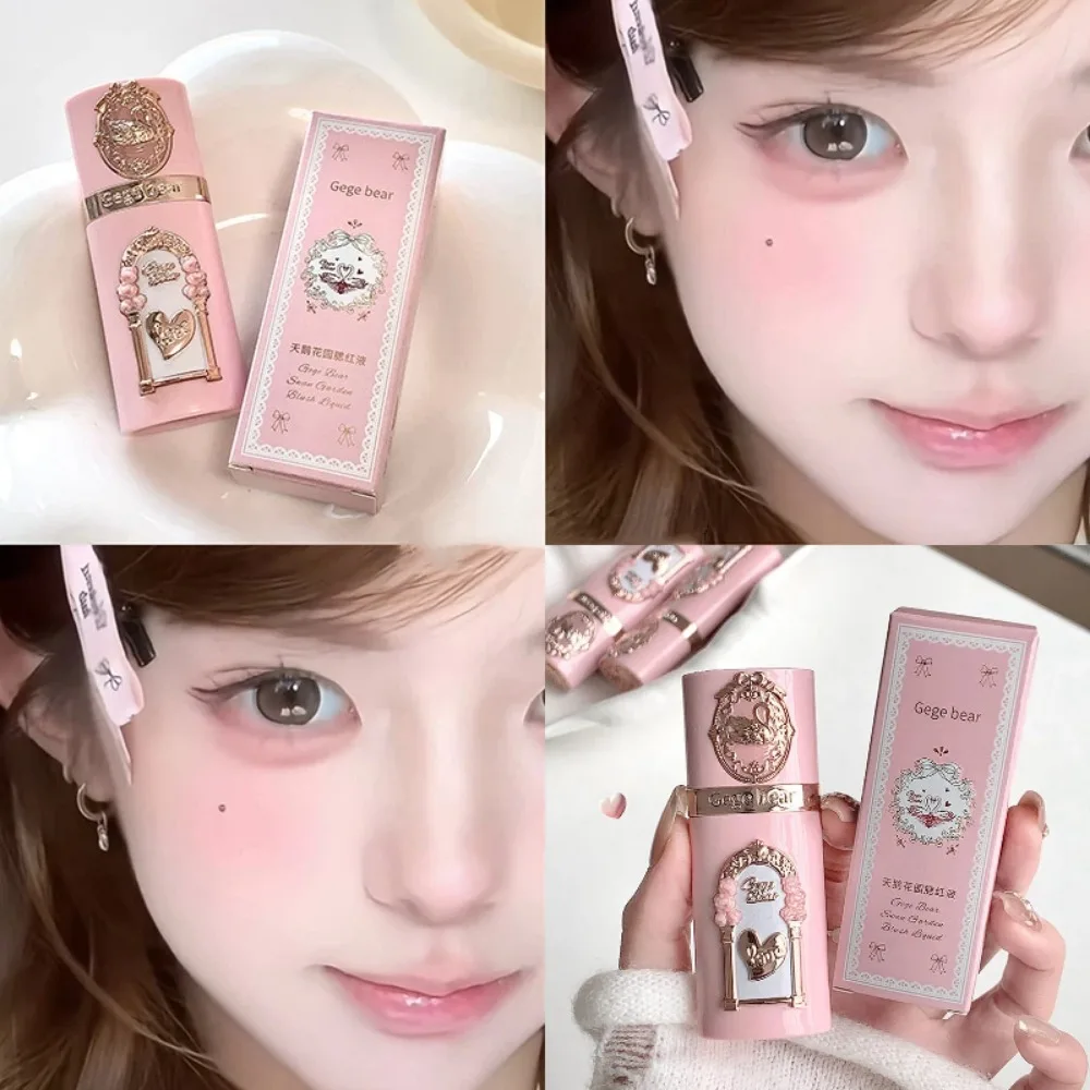 Milk Peach Liquid Blush Matte Rouge Velvet Garden Blusher Natural Brighten Face Contour Tint Non Fading Waterproof Sponge Brush