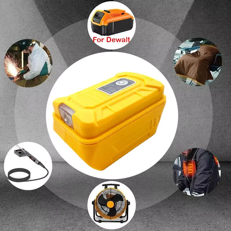 With Dual USB Fast Charging Battery Adapter for Makita for Dewlt 14.4-18V Li-ion Battery Portable LED Light Power Bank Charger