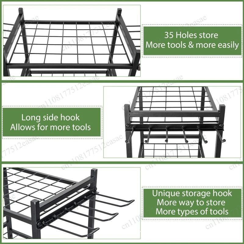 Upgraded Multifunctional Rust-Proof Tool Storage Rack, Black Utility Organizer For Balcony