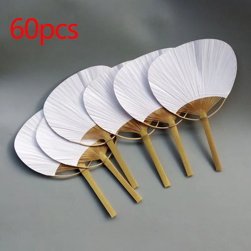 

80pcs Pai pai bambu Pure white bamboo handle blank calligraphy painting blank group fan white fan summer