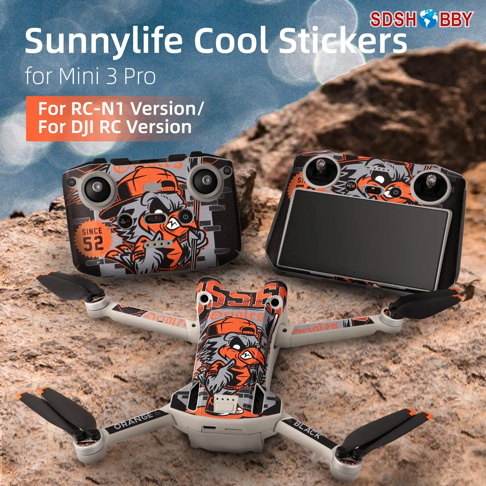 Sunnylife Colored Stickers Protective Film Scratch-proof Decals Skin Accessories for Mini 3 Pro DJI Mini3 Pro