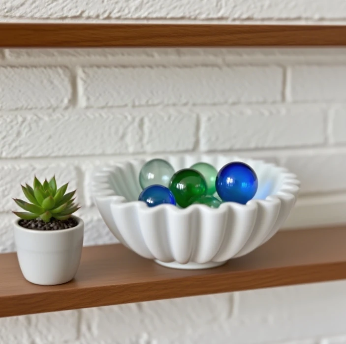 Resin Home Decoration Crafts Groove Lotus Leaf Edge Decorative Bowl for Desktop Stylish Living Room Ornament with Unique Design
