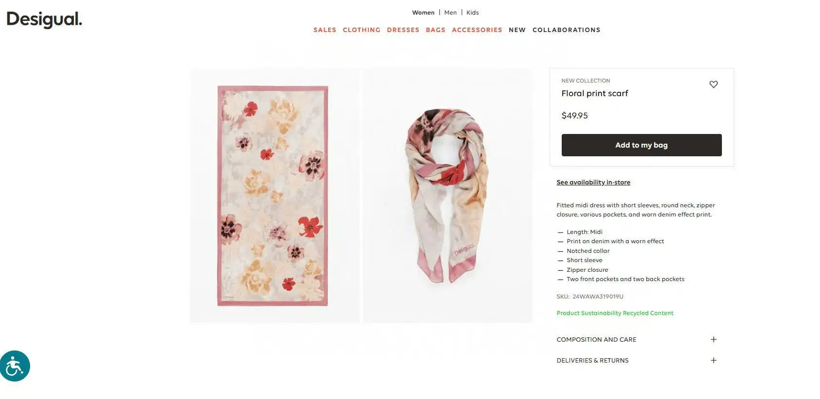 

Spain original single Deshiko fashion floral scarf scarf office travel shawls