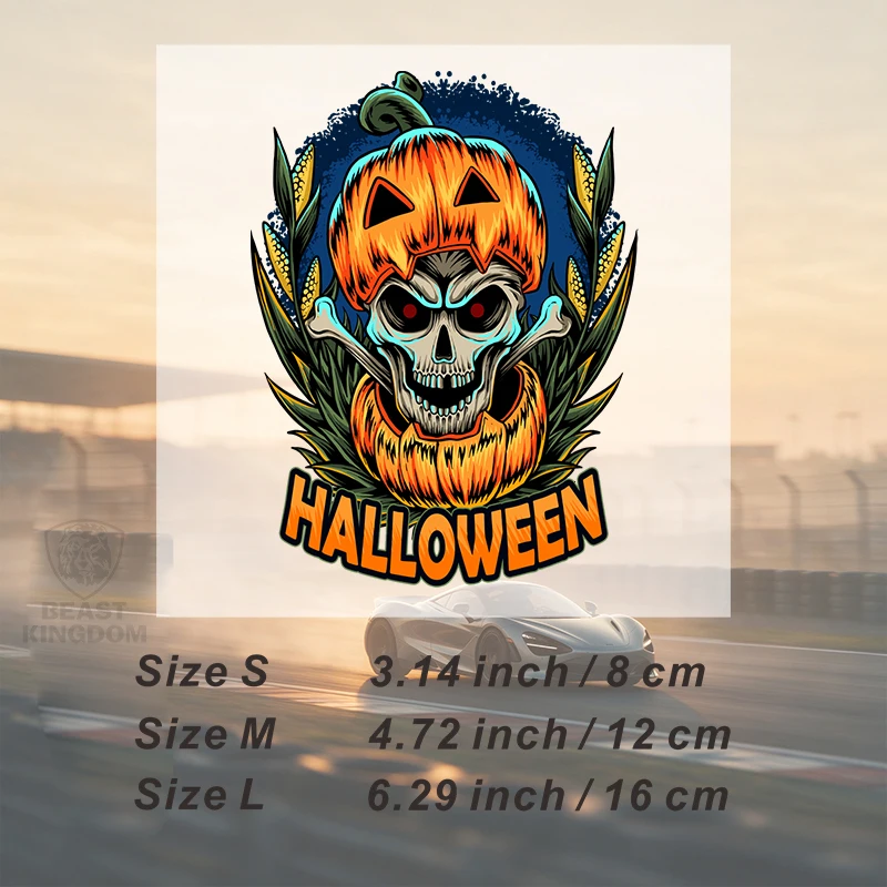 Car Stickers Playful Halloween Skull Pumpkin Vinyl Decal Waterproof Die Cut for Gas Cap Vehicle Body Garage Auto Decor