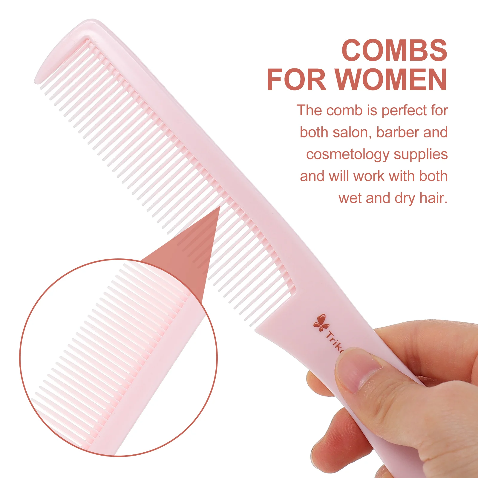 2 Pcs Smooth Hair Comb Plastic Hairdressing Suits for Women Fine Tooth Combs Anti-static