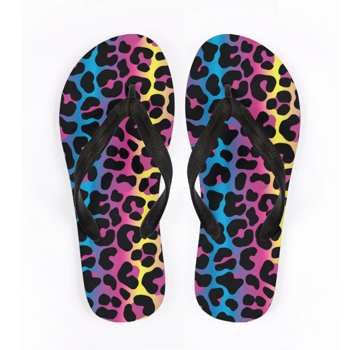 Gradient Leopard Print Flip Flops Fashion Simple Anti-slip Soft-Soled Shoes Outdoor Travel Wear Outside Hawaii Pinch Sandals