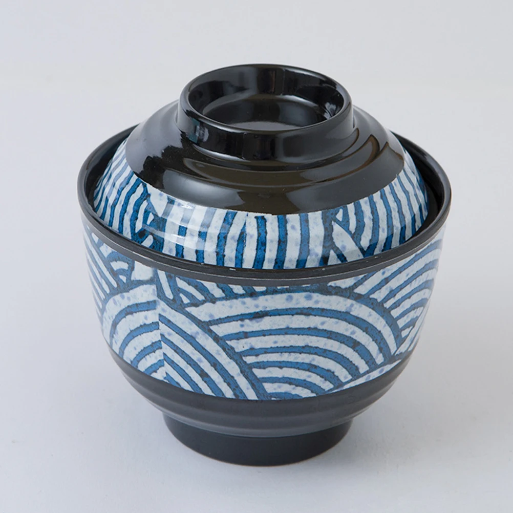 Soup With Lid Japanese Style Miso Thick Heat Resistant Fall Resistant Dustproof Ramen Small Restaurant Soup Bowl Kitchen Rice