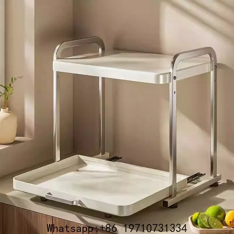 

Metal drawable storage Holders for microwave oven Double deck plus height coffee maker racks Updated suction cup floor mat