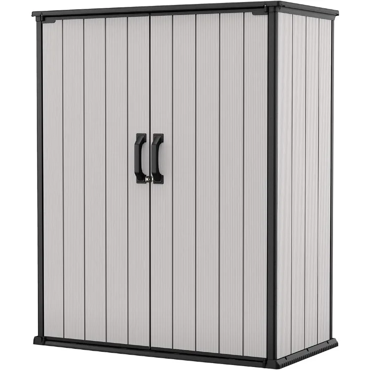 

Premier Tall 4.6 x 5.6 ft. Resin Outdoor Storage Shed with Shelving Brackets for Patio Furniture, Pool Accessories, and Bikes