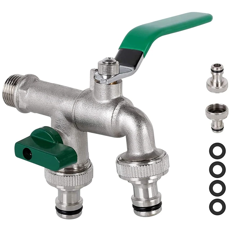 New 1/2 Inch Double Outlet Tap Rust And Frost Protection High Quality Brass Faucet With Double Connection And Hose Nozzle