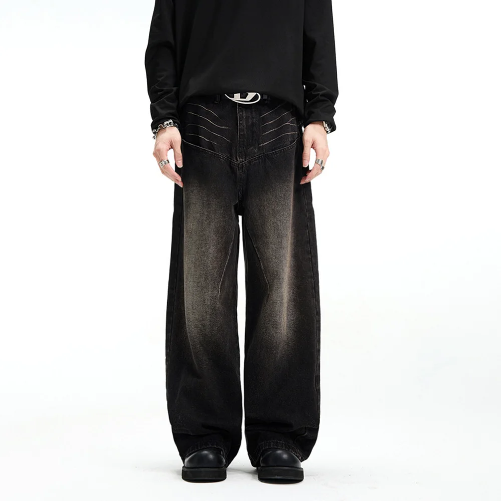 

Men Jeans Washed Iron-Free Casual Pants Spring Streetwear Fashion Outdoor Daily Versatile Wide-Leg Pants Men'S Clothing 2025 New