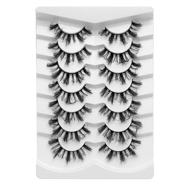 7 Pairs Cat Eye Eyelashes 3D Natural False Lashes D Curl Fluffy Soft Cross Manga Lashes Wispy Natural Eyelash Extension Makeup