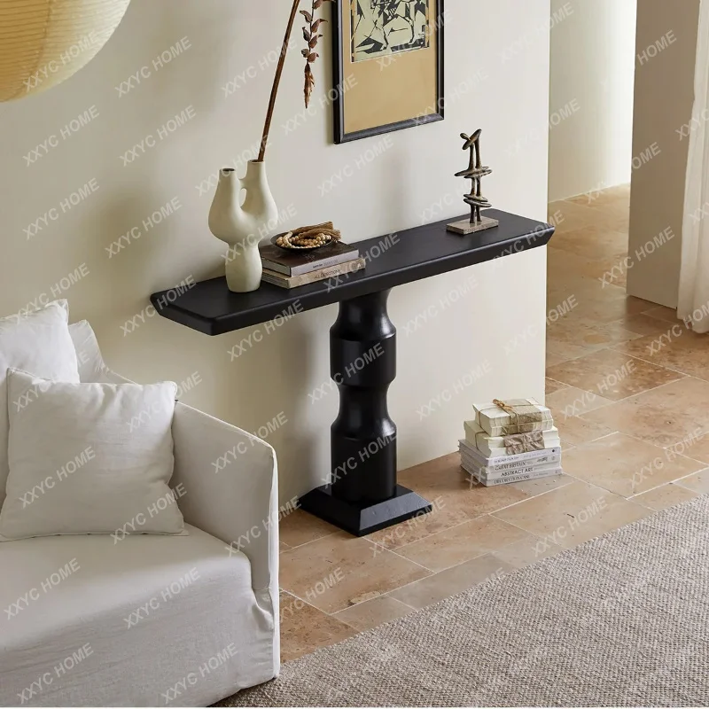 XXSolid wood entrance door entrance table living room long strip storage table minimalist narrow strip case end view display