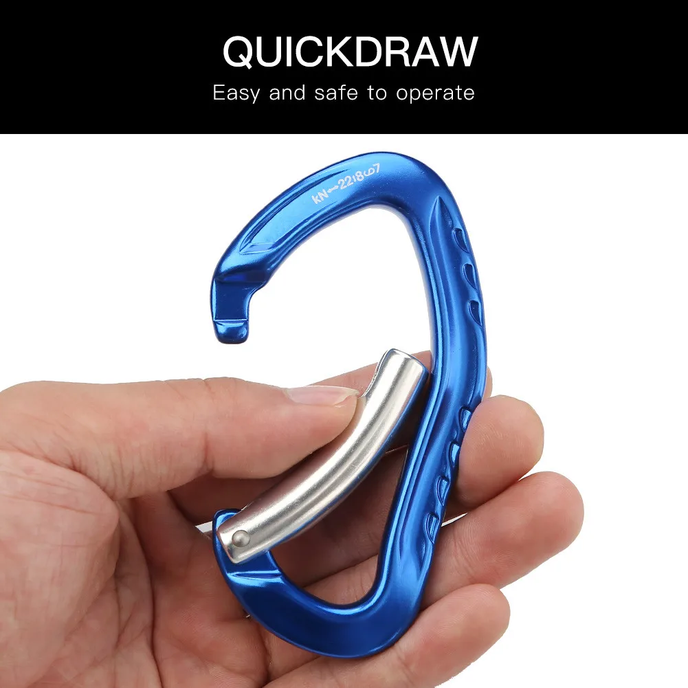 XINDA Professional Quality 22KN Rock Climbing Bent Quickdraw Spring-loaded Gate Buckle Aluminum Carabiner Outdoor Kits