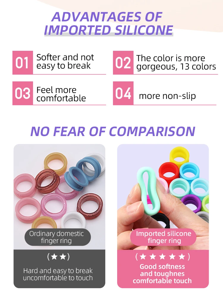 Fenice Pet Scissors Silicone Finger Rings Imported Soft Finger Non Slip Ring Beautician Finger Set Ultra Soft and Comfortable