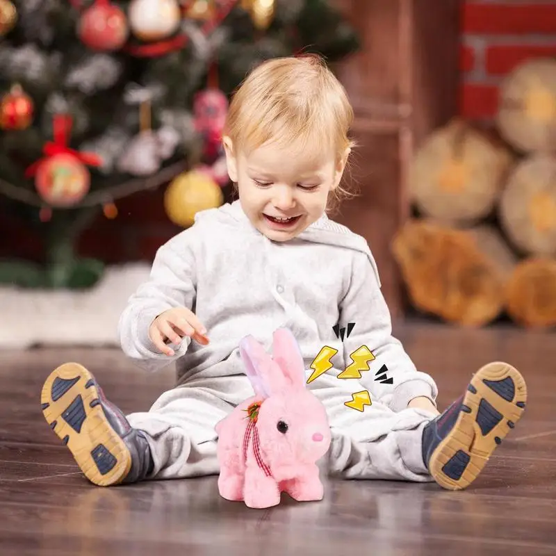 สมจริงกระต่าย Plush Interactive Plush รูปของเล่นตุ๊กตากระต่ายน่ารักสัตว์เลี้ยงอิเล็กทรอนิกส์ตุ๊กตาสัตว์กระต่ายสมจริงกระโดด