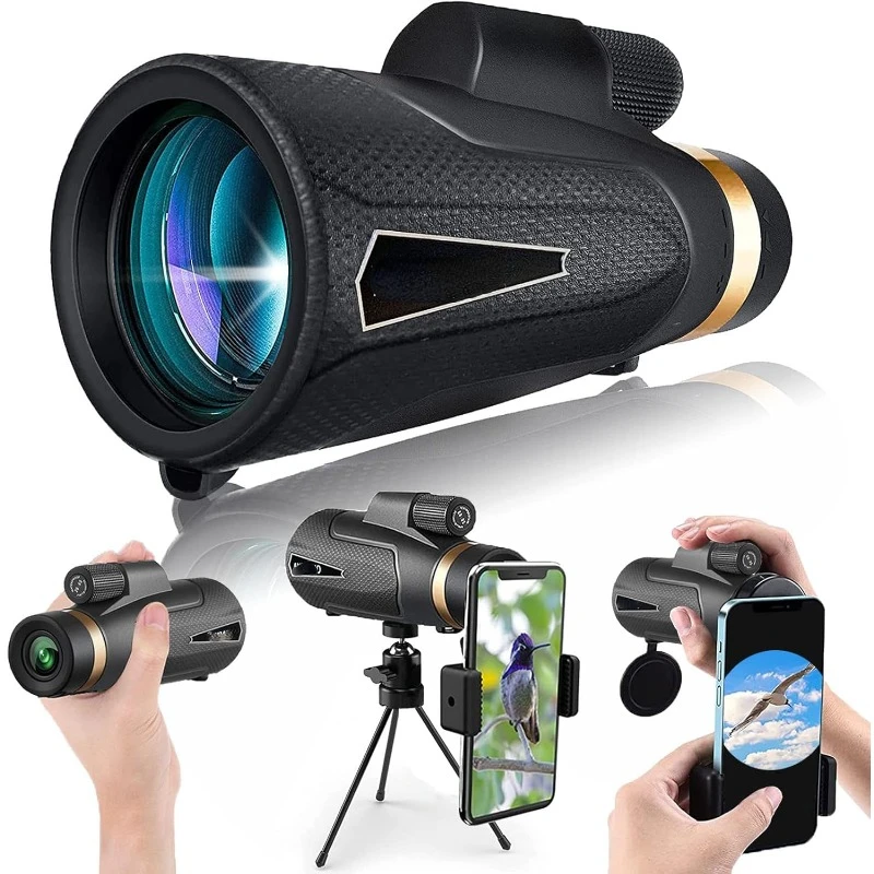 12×60 Monocular Telescope with Smartphone Holder & Upgraded Tripod, High Powered SMC & BAK4 Scope, Birthday Gifts for