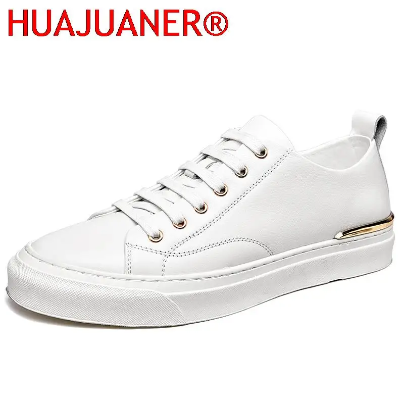 

Genuine Leather Mens Casual Shoes Fashion Flats Man Sneaker Lace Up Male Leisure Walking Shoes High Quality Outdoor White Shoes