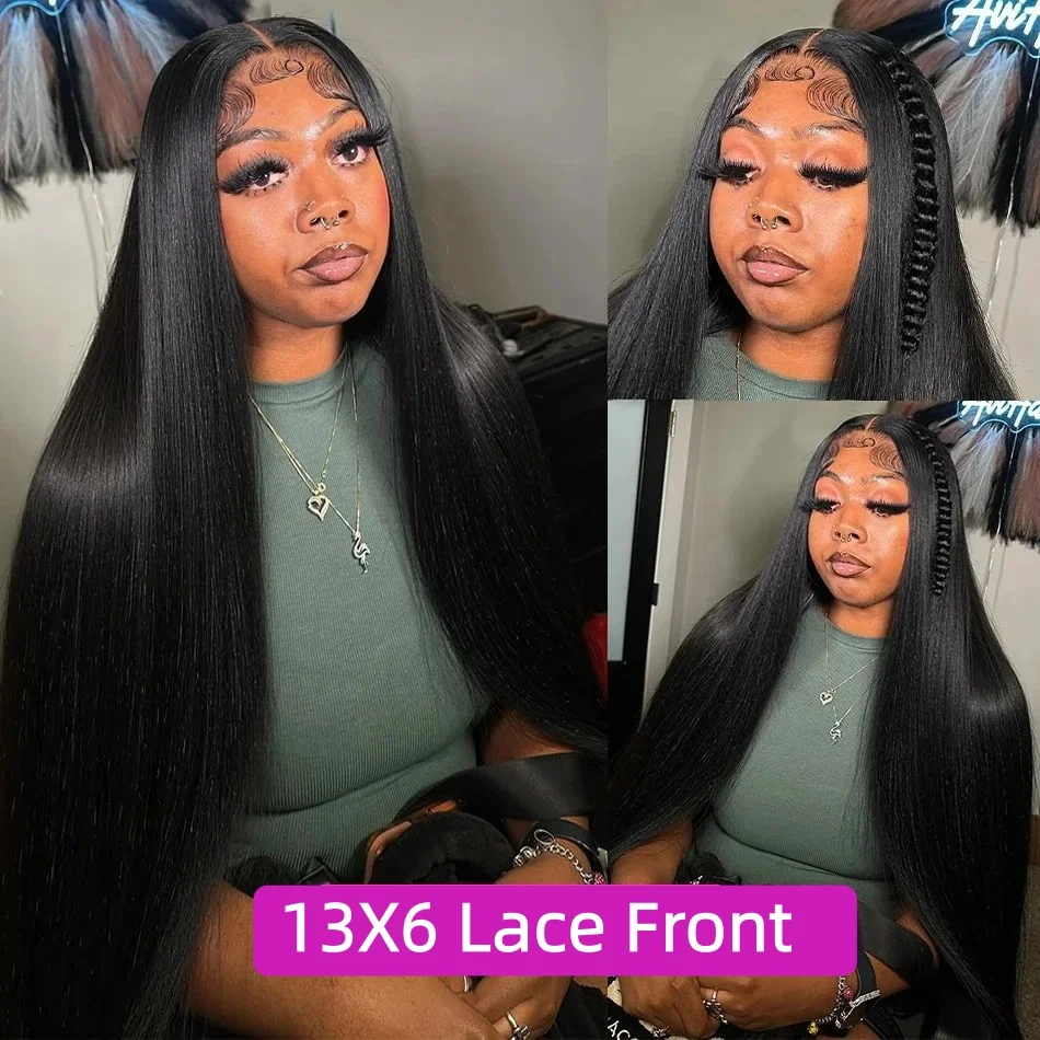 13x6 HD Lace Frontal Perücke Echthaarperücke Glattes Echthaar für Schwarze Frauen Sofort Tragbare Perücken Anfängerfreundlich – Detail 3