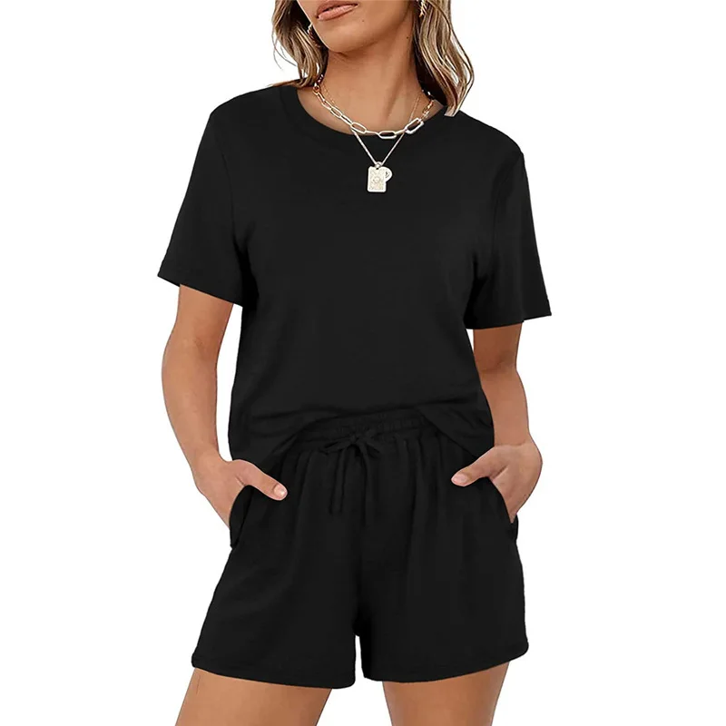 Oversize Solid Elegant Women Outfit Beach Female Street Cotton 2 pezzi Shorts Top pantaloni a gamba larga Summer Baggy Summer Sets 2024