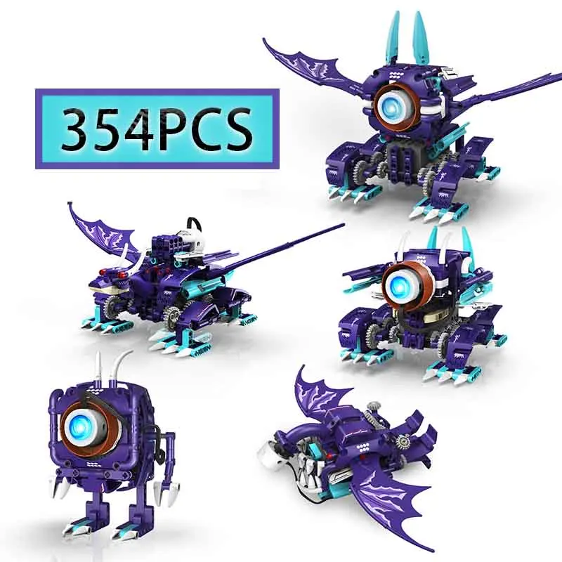

MOC 354PCS 5 in 1 Creative Electric RC Monster Robot Model Assembly DIY Building Blocks Children's Puzzle Toys Birthday Gift
